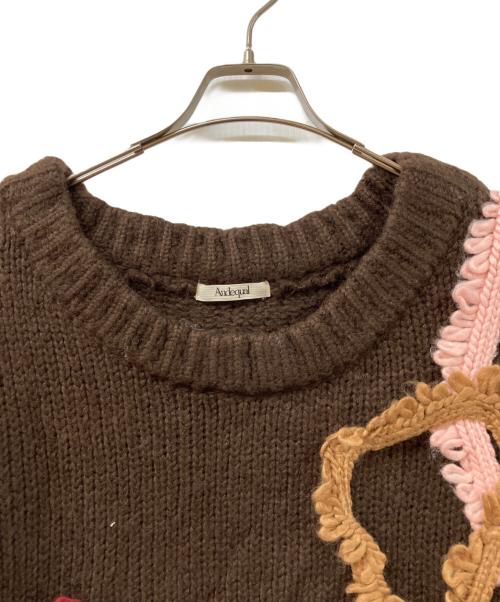Andequal（アンドコール）Andequal (アンドコール) asymmetry fringe knit ブラウン サイズ:Fの古着・服飾アイテム