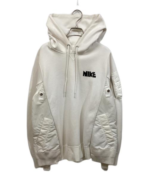 NIKE（ナイキ）NIKE (ナイキ) sacai (サカイ) NRG HOODY 再構築 フーディー ドッキング パーカー アイボリー サイズ:	SIZE Mの古着・服飾アイテム
