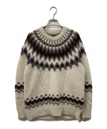 BATONER（バトナ―）の古着「MOHAIR NORDIC CREW NECK」｜アイボリー×グレー