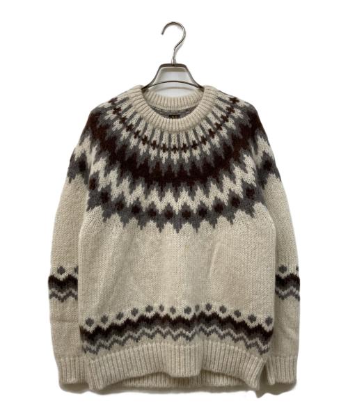 BATONER（バトナ―）BATONER (バトナ―) MOHAIR NORDIC CREW NECK アイボリー×グレー サイズ:	SIZE Mの古着・服飾アイテム