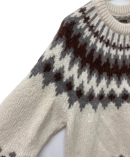 BATONER（バトナ―）BATONER (バトナ―) MOHAIR NORDIC CREW NECK アイボリー×グレー サイズ:	SIZE Mの古着・服飾アイテム