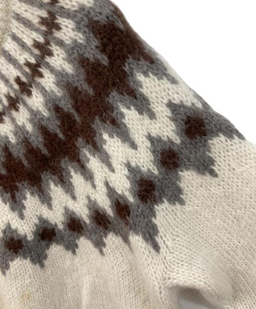 BATONER（バトナ―）BATONER (バトナ―) MOHAIR NORDIC CREW NECK アイボリー×グレー サイズ:	SIZE Mの古着・服飾アイテム