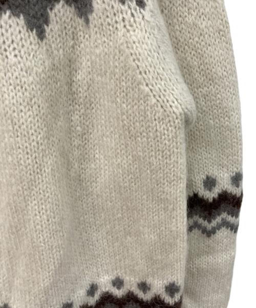 BATONER（バトナ―）BATONER (バトナ―) MOHAIR NORDIC CREW NECK アイボリー×グレー サイズ:	SIZE Mの古着・服飾アイテム