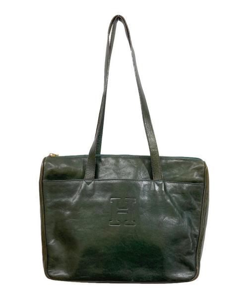 HIROFU（ヒロフ）HIROFU (ヒロフ) レザートートバッグ ダークグリーンの古着・服飾アイテム