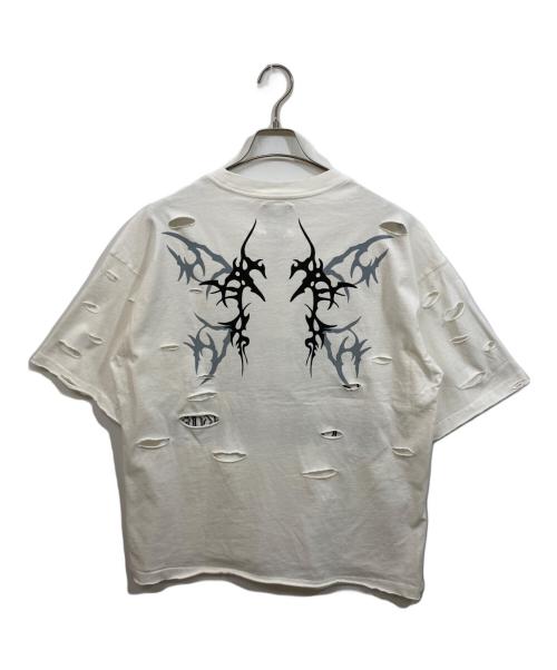 GALFY（ガルフィー）GALFY (ガルフィー) クロミ (クロミ) イルガルフィーボロボロ半袖TEE ホワイト サイズ:XLの古着・服飾アイテム