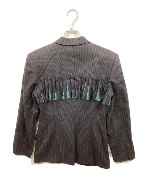 Jean Paul Gaultier FEMME（ジャンポールゴルチエ フェム）Jean Paul Gaultier FEMME (ジャンポールゴルチエ フェム) カットアウトフリンジジャケット グレー サイズ:40の古着・服飾アイテム