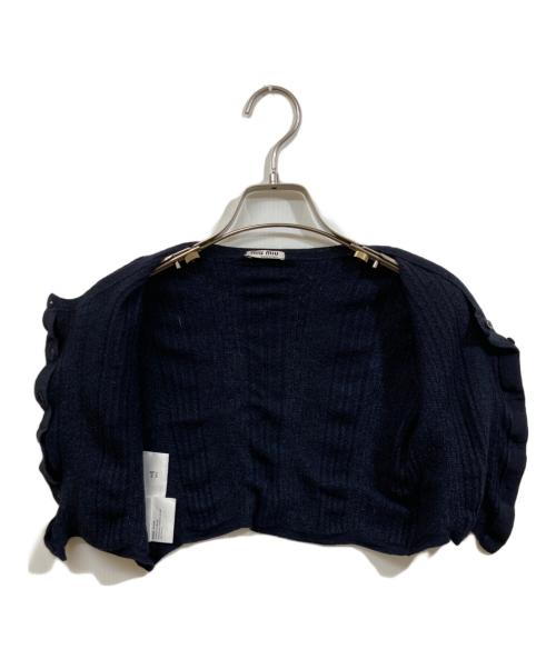 MIU MIU（ミュウミュウ）MIU MIU (ミュウミュウ) カシミア半袖ニットカーディガン ネイビー サイズ:	SIZE 38の古着・服飾アイテム
