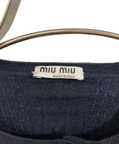 MIU MIU（ミュウミュウ）MIU MIU (ミュウミュウ) カシミア半袖ニットカーディガン ネイビー サイズ:	SIZE 38の古着・服飾アイテム