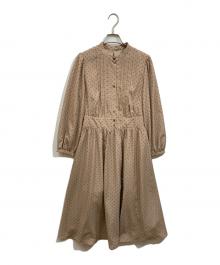 KUMIKYOKU（クミキョク）の古着「ドットフロッキー ワンピース」｜ブラウン