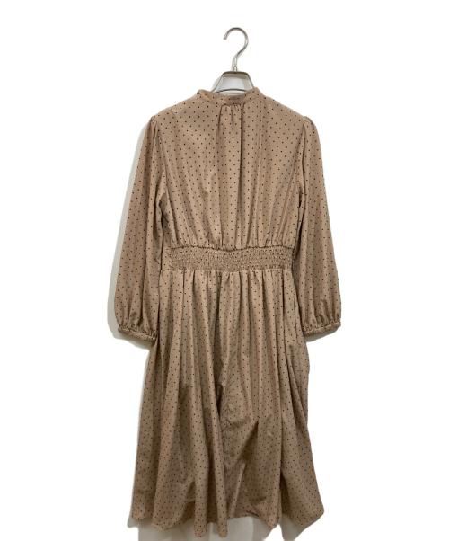 KUMIKYOKU（クミキョク）KUMIKYOKU (クミキョク) ドットフロッキー ワンピース ブラウン サイズ:	SIZE 2の古着・服飾アイテム