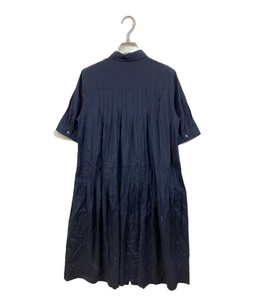 MORABITO（モラビト）MORABITO (モラビト) トリアセピンタックワンピースドレス ネイビー サイズ:	SIZE 38の古着・服飾アイテム