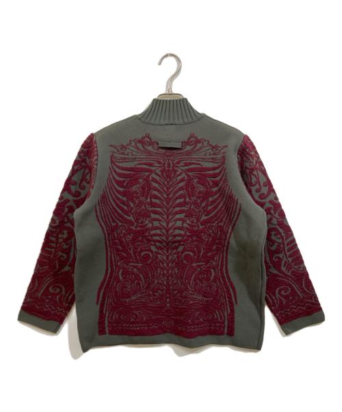 Jean Paul Gaultier FEMME（ジャンポールゴルチエ フェム）Jean Paul Gaultier FEMME (ジャンポールゴルチエ フェム) トライバルタトゥーニット グレー サイズ:SIZE 40の古着・服飾アイテム