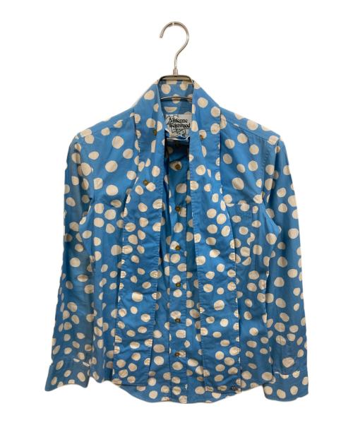 Vivienne Westwood man（ヴィヴィアン ウェストウッド マン）Vivienne Westwood man (ヴィヴィアン ウェストウッド マン) 水玉ボウタイシャツ ブルー サイズ:44の古着・服飾アイテム