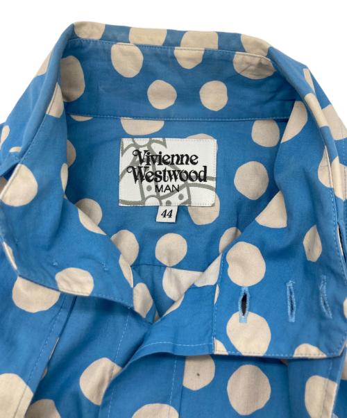 Vivienne Westwood man（ヴィヴィアン ウェストウッド マン）Vivienne Westwood man (ヴィヴィアン ウェストウッド マン) 水玉ボウタイシャツ ブルー サイズ:44の古着・服飾アイテム