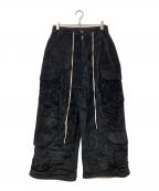 DANKE SCHONダンケ シェーン）の古着「WFACE VELOUR FLARE CARGO PANTS」｜ブラック