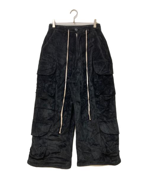 DANKE SCHON（ダンケ シェーン）Danke schon (ダンケ シェーン) WFACE VELOUR FLARE CARGO PANTS ブラック サイズ:Sの古着・服飾アイテム