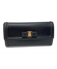 Salvatore Ferragamo（サルヴァトーレ フェラガモ）の古着「ヴェラリボン長財布」｜ブラック