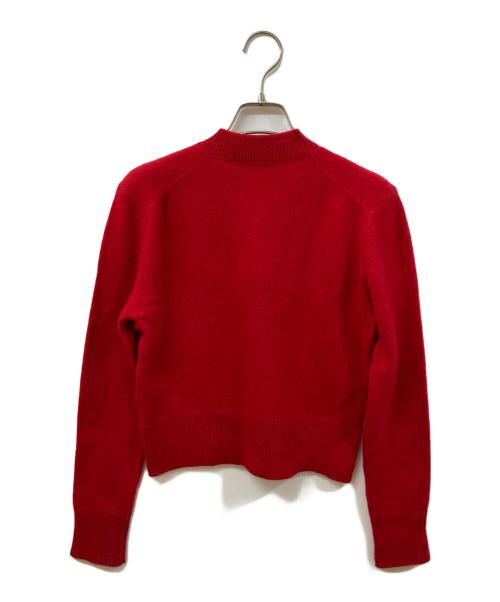 maison kitsune（メゾンキツネ）MAISON KITSUNE (メゾンキツネ) ダブル パッチ フォックス ＆ ドラゴン カーディガン レッド サイズ:	SIZE XSの古着・服飾アイテム