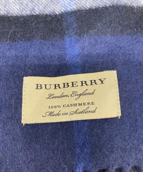 BURBERRY（バーバリー）BURBERRY (バーバリー) カシミヤマフラー ブルーの古着・服飾アイテム