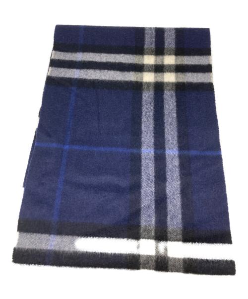 BURBERRY（バーバリー）BURBERRY (バーバリー) カシミヤマフラー ブルーの古着・服飾アイテム