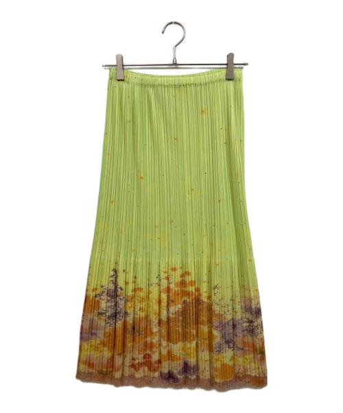 PLEATS PLEASE（プリーツプリーズ）PLEATS PLEASE (プリーツプリーズ) プリーツスカート 黄緑 サイズ:SIZE 3の古着・服飾アイテム
