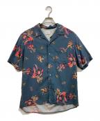 PS Paul SmithＰＳポールスミス）の古着「Lily プリント半袖シャツ」｜ネイビー