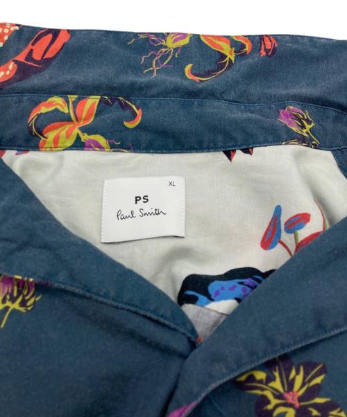 PS Paul Smith（ＰＳポールスミス）PS Paul Smith (ＰＳポールスミス) Lily プリント半袖シャツ ネイビー サイズ:SIZE XLの古着・服飾アイテム