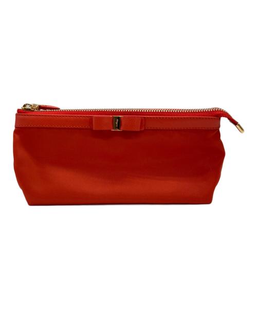 Salvatore Ferragamo（サルヴァトーレ フェラガモ）Salvatore Ferragamo (サルヴァトーレ フェラガモ) ヴァラリボンポーチ レッドの古着・服飾アイテム