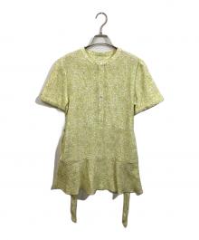 maison kitsune（メゾンキツネ）の古着「SHORT SLEEVE GODET MINI DRESS/ショートスリーブ ゴデット ミニドレス」｜黄緑