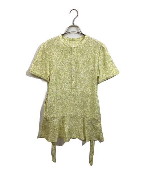 maison kitsune（メゾンキツネ）MAISON KITSUNE (メゾンキツネ) SHORT SLEEVE GODET MINI DRESS/ショートスリーブ ゴデット ミニドレス 黄緑 サイズ:SIZE 34の古着・服飾アイテム