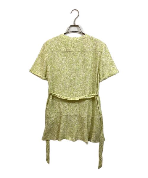 maison kitsune（メゾンキツネ）MAISON KITSUNE (メゾンキツネ) SHORT SLEEVE GODET MINI DRESS/ショートスリーブ ゴデット ミニドレス 黄緑 サイズ:SIZE 34の古着・服飾アイテム