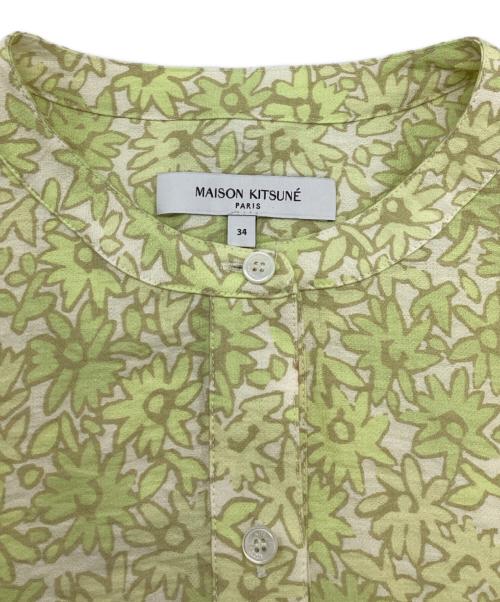 maison kitsune（メゾンキツネ）MAISON KITSUNE (メゾンキツネ) SHORT SLEEVE GODET MINI DRESS/ショートスリーブ ゴデット ミニドレス 黄緑 サイズ:SIZE 34の古着・服飾アイテム
