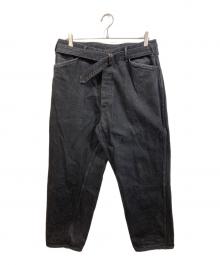 COMOLI（コモリ）の古着「デニム ベルテッドパンツ」｜ブラック