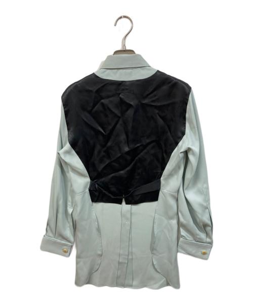 Jean Paul Gaultier FEMME（ジャンポールゴルチエ フェム）Jean Paul Gaultier FEMME (ジャンポールゴルチエ フェム) ジレデザイン切替シャツ スカイブルー サイズ:40の古着・服飾アイテム