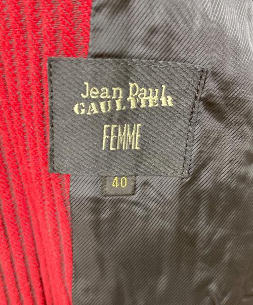 Jean Paul Gaultier FEMME（ジャンポールゴルチエ フェム）Jean Paul Gaultier FEMME (ジャンポールゴルチエ フェム) ウールプリーツ4Bジャケット レッド サイズ:SIZE 40の古着・服飾アイテム