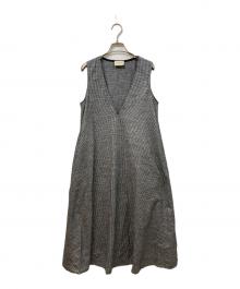 UNITED ARROWS（ユナイテッドアローズ）の古着「Vネック ジャージー ロングワンピース」｜グレー