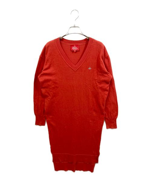 Vivienne Westwood RED LABEL（ヴィヴィアンウエストウッドレッドレーベル）Vivienne Westwood RED LABEL (ヴィヴィアンウエストウッドレッドレーベル) Vネックワンピース レッド サイズ:00の古着・服飾アイテム
