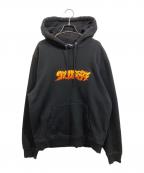stussyステューシー）の古着「FIRE HOODIE プルオーバー」｜ブラック