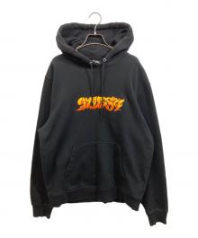 stussy（ステューシー）の古着「FIRE HOODIE プルオーバー」｜ブラック