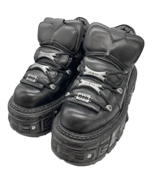NEWROCK（ニューロック）NEWROCK (ニューロック) レザーアンクルブーツ ブラック サイズ:SIZE 42の古着・服飾アイテム