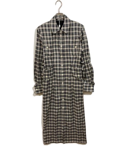 CLANE（クラネ）CLANE (クラネ) UP POCKET CHECK SHIRT ONEPIECE グレー サイズ:SIZE 0の古着・服飾アイテム