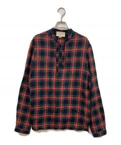 中古・古着通販】GUCCI (グッチ) ドラゴン刺繍チェックシャツ レッド
