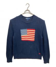 POLO RALPH LAUREN（ポロ・ラルフローレン）の古着「星条旗コットンニット」｜ネイビー