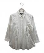 BLACK COMME des GARCONSブラックコムデギャルソン）の古着「カットオフロング長袖シャツ」｜ホワイト