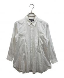 BLACK COMME des GARCONS（ブラックコムデギャルソン）の古着「カットオフロング長袖シャツ」｜ホワイト