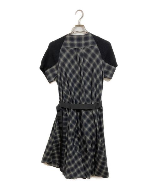 sacai（サカイ）sacai (サカイ) オンブレチェックドッキングワンピース グレー サイズ:SIZE 1の古着・服飾アイテム