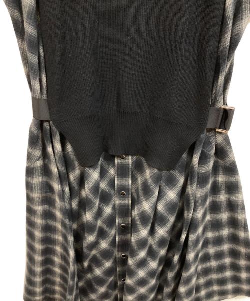 sacai（サカイ）sacai (サカイ) オンブレチェックドッキングワンピース グレー サイズ:SIZE 1の古着・服飾アイテム