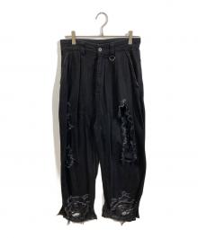 10（テン）の古着「ダメージ加工デニムパンツ」｜ブラック