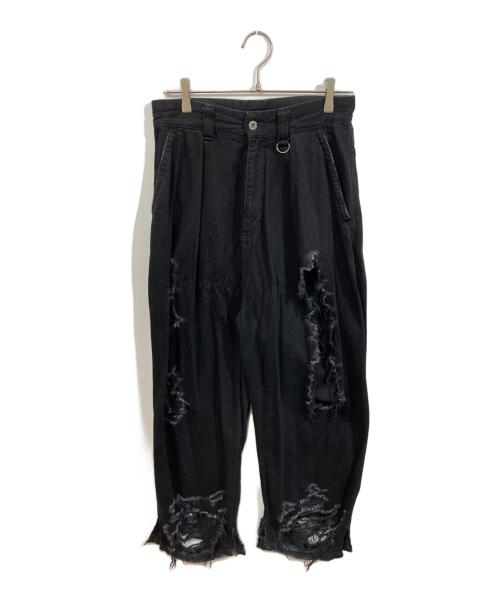 10（テン）10 (テン) ダメージ加工デニムパンツ ブラック サイズ:SIZE 2の古着・服飾アイテム