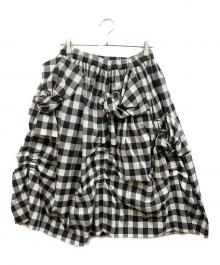 COMME des GARCONS（コムデギャルソン）の古着「リボン チェック シャーリング スカート」｜グレー